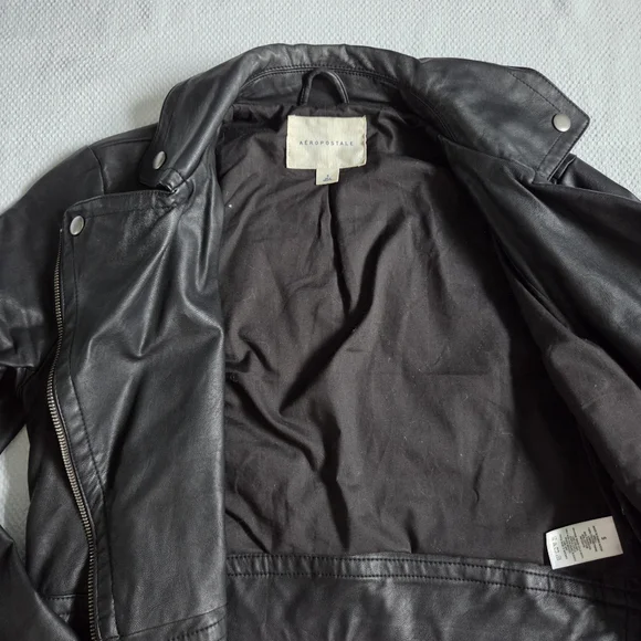 Aeropostale Black Leather Jacket - Picture 3 of 4